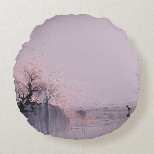 ミニマリスト禅の風景 ラウンドクッション (正面)