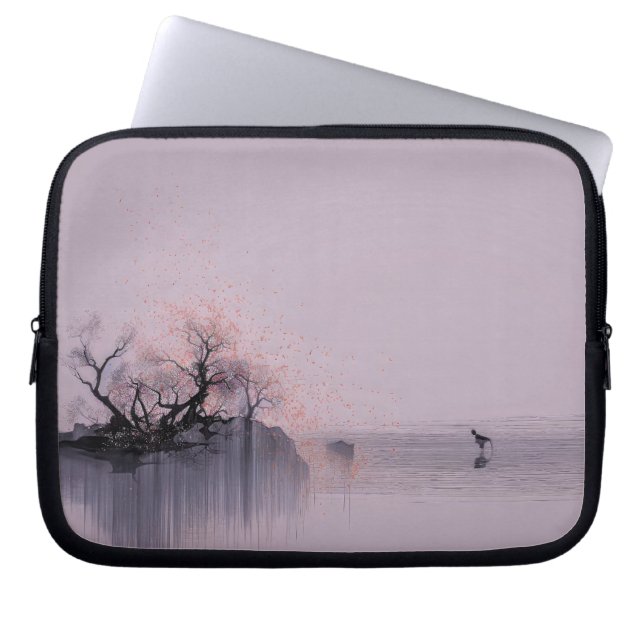 ミニマリスト禅の風景 ラップトップスリーブ (正面)