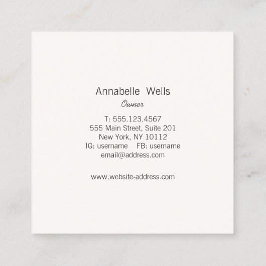 ミニマリスト禅グローエナジーヒーラー スクエア名刺 (裏面)