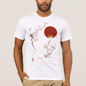 ミニマリスト禅ジャパニーズサンと梅の枝デザイン Tシャツ (正面)