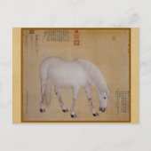 ミニマリスト禅白馬 - 伝統的な絵画 ポストカード (正面)