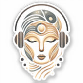 ミニマリスト禅音楽女神幾何学抽象画 シール (正面)