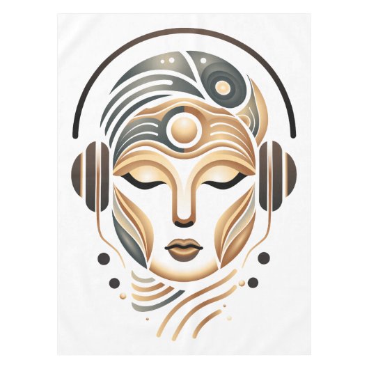 ミニマリスト禅音楽女神幾何学抽象画 テーブルクロス (正面)