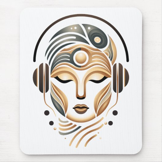 ミニマリスト禅音楽女神幾何学抽象画 マウスパッド (正面)