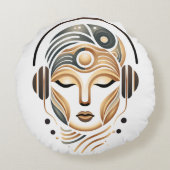 ミニマリスト禅音楽女神幾何学抽象画 ラウンドクッション (裏面)