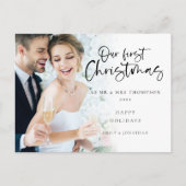 ミニマリスト私たちの初めてのクリスマスミセス・フォト シーズンポストカード (正面)