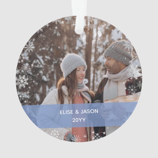 ミニマリスト私たちの初めてのクリスマス一緒に2枚の写真 オーナメント (裏面)