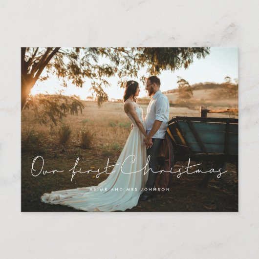 ミニマリスト私たちの初めてのクリスマス写真 ポストカード (正面)
