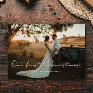 ミニマリスト私たちの初めてのクリスマス写真 ポストカード