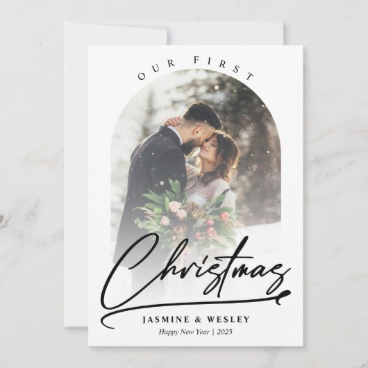 ミニマリスト私たちの初めてのクリスマス新着写真 シーズンカード (正面)