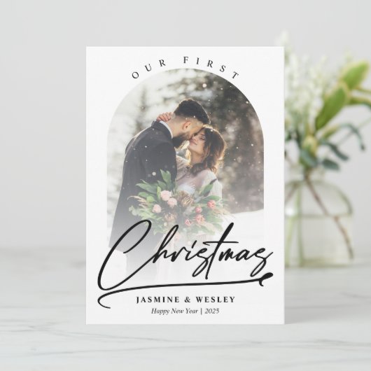 ミニマリスト私たちの初めてのクリスマス新着写真 シーズンカード (スタンド正面)