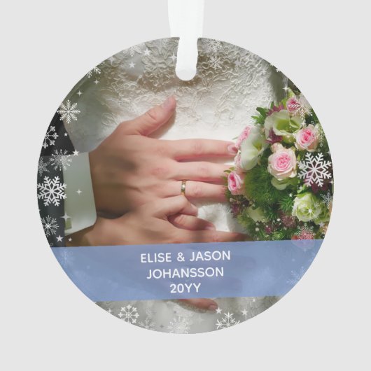 ミニマリスト私たちの初めてのクリスマスMr.Mrs. 2写真 オーナメント (裏面)