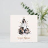 ミニマリスト私たちの最初の結婚したクリスマス3枚の写真 シーズンカード (スタンド正面)