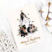 ミニマリスト私たちの最初の結婚したクリスマス3枚の写真 招待状