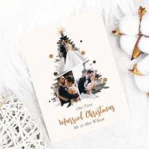 ミニマリスト私たちの最初の結婚したクリスマス3枚の写真