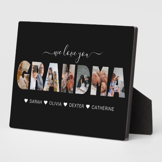 ミニマリスト私たちはあなたのおばあちゃん写真コラージブラック フォトプラーク (側面)