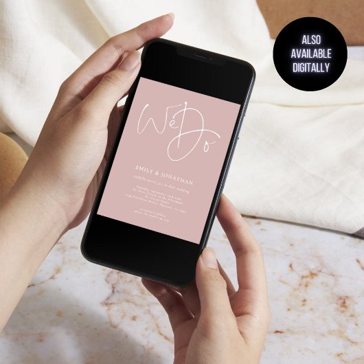 ミニマリスト私たちはスクリプトほこりっぽいバラQRコード結婚を行う 招待状