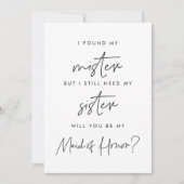 ミニマリスト私のメイド・オブ・オーナー(花嫁付き添い人)カード 招待状 (正面)