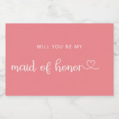 ミニマリスト私のメイド・オブ・オーナー（花嫁付き添い人）ピンク スパークリングワインラベル (シングルラベル)