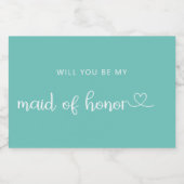 ミニマリスト私のメイド・オブ・オーナー（花嫁付き添い人）ミント スパークリングワインラベル (シングルラベル)