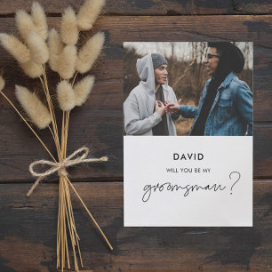 ミニマリスト私のgroomsmanの写真カードになる 招待状