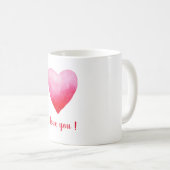 ミニマリスト私はあなたを愛するレッドウォーター色のハートコーヒー コーヒーマグカップ (正面右)