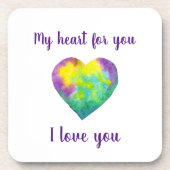 ミニマリスト私はあなたを愛する虹のハートバレンタイン コースター (正面)