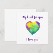 ミニマリスト私はあなたを愛する虹の水色ハート (正面/裏面)