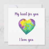 ミニマリスト私はあなたを愛する虹の水色ハート (正面)