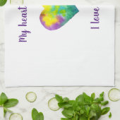 ミニマリスト私はあなたを愛する虹の水色ハート キッチンタオル (折り畳み)