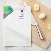 ミニマリスト私はあなたを愛する虹の水色ハート キッチンタオル (四つ折り)