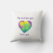 ミニマリスト私はあなたを愛する虹の水色ハート クッション (裏面)