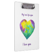 ミニマリスト私はあなたを愛する虹の水色ハート クリップボード (右)