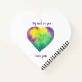 ミニマリスト私はあなたを愛する虹の水色ハート ノートブック (裏面)