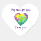 ミニマリスト私はあなたを愛する虹の水色ハート ハートシール (正面)