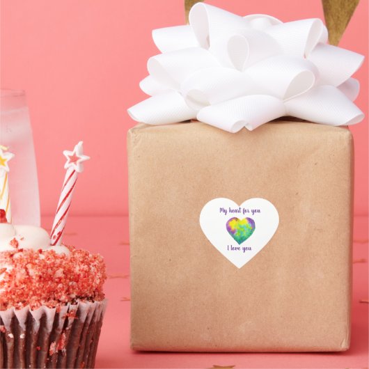 ミニマリスト私はあなたを愛する虹の水色ハート ハートシール (パーティー)