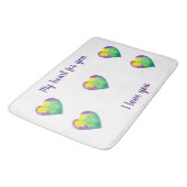 ミニマリスト私はあなたを愛する虹の水色ハート バスマット (アングル)