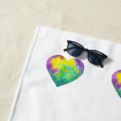 ミニマリスト私はあなたを愛する虹の水色ハート ビーチタオル (インサイチュ)