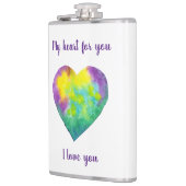 ミニマリスト私はあなたを愛する虹の水色ハート フラスク (左)