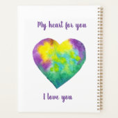 ミニマリスト私はあなたを愛する虹の水色ハート プランナー手帳 (裏面)