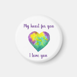 ミニマリスト私はあなたを愛する虹の水色ハート マグネット