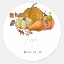 ミニマリスト秋のカボチャ結婚の ラウンドシール