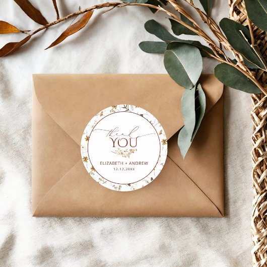 ミニマリスト秋のワイルドフラワーズウェディング ラウンドシール