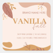 ミニマリスト秋の香りのヴァニラキャンドルラベル | 秋 スクエアシール (正面)