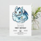 ミニマリスト童話デジタルドラゴン1st誕生日 招待状 (スタンド正面)