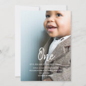 ミニマリスト第1誕生日、写真第1誕生日ボーイ 招待状 (正面)