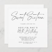 ミニマリスト第16誕生日 招待状 (正面/裏面)