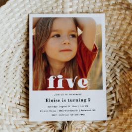 ミニマリスト第5誕生日招待状 | 5番目の誕生日 招待状