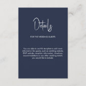 ミニマリスト筆記体結婚式ネイビーブルー エンクロージャーカード (正面)