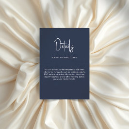 ミニマリスト筆記体結婚式ネイビーブルー エンクロージャーカード